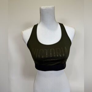 Victoria Sport The.Player Olive Green & Pink Sports Bra Size Medium Gym Workout